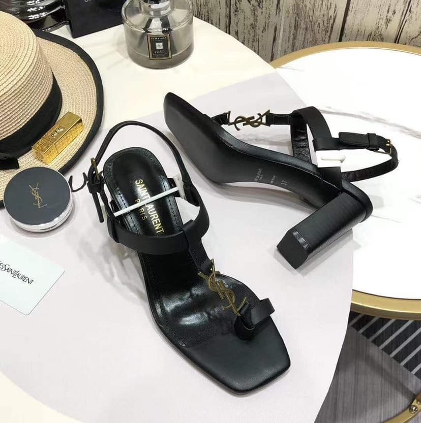 Saint Laurent Women's Cassandra Heeled Sandals Black For Women YSL 658198DWETT1000