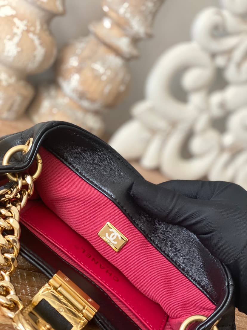 Chanel Small Hobo Bag Gold Hardware Black