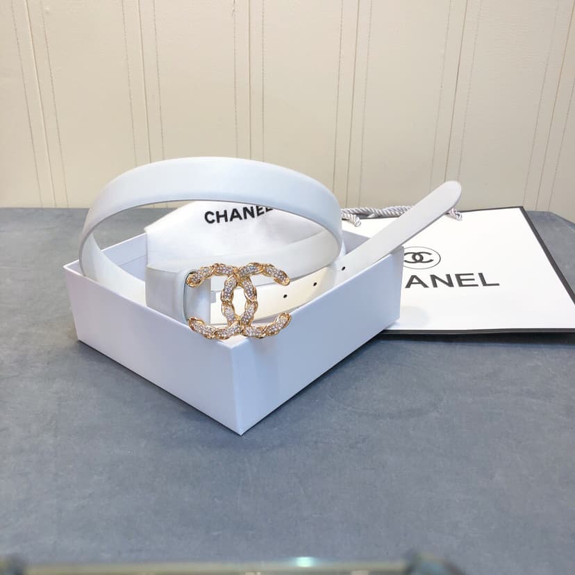 Chanel Belt With Double C Buckle White Women Belt