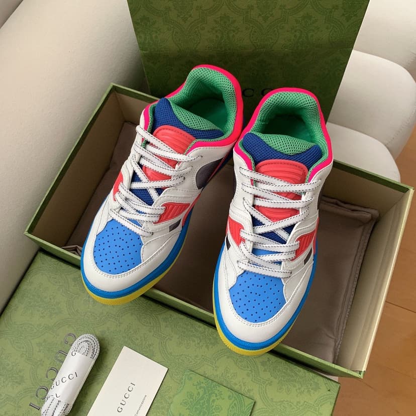 Gucci Women's Basket Sneaker White Pink And Blue For Women 661311 2SH80 9063