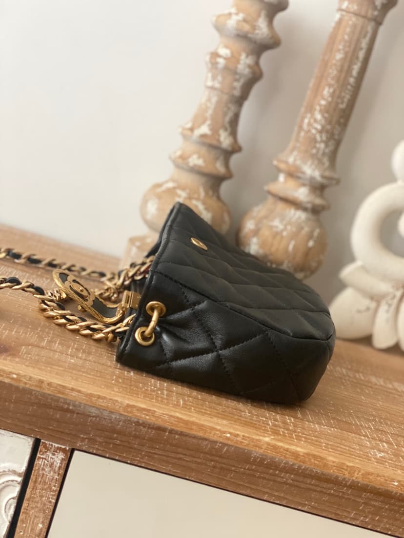 Chanel Small Hobo Bag Gold Hardware Black