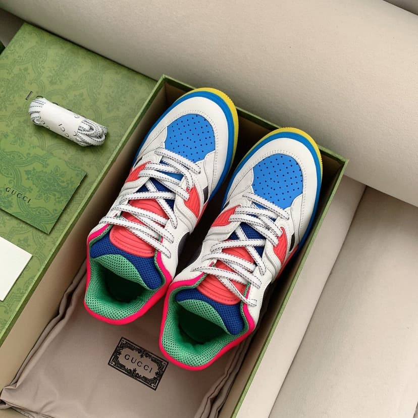 Gucci Women's Basket Sneaker White Pink And Blue For Women 661311 2SH80 9063