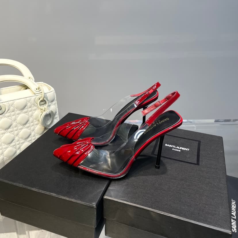 Saint Laurent Women's Chica Slingback Pumps Red For Women YSL