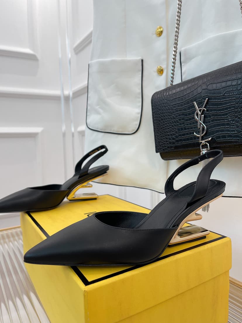 Fendi First Black High-Heeled Slingbacks For Women 8J8367NA7F0QA1