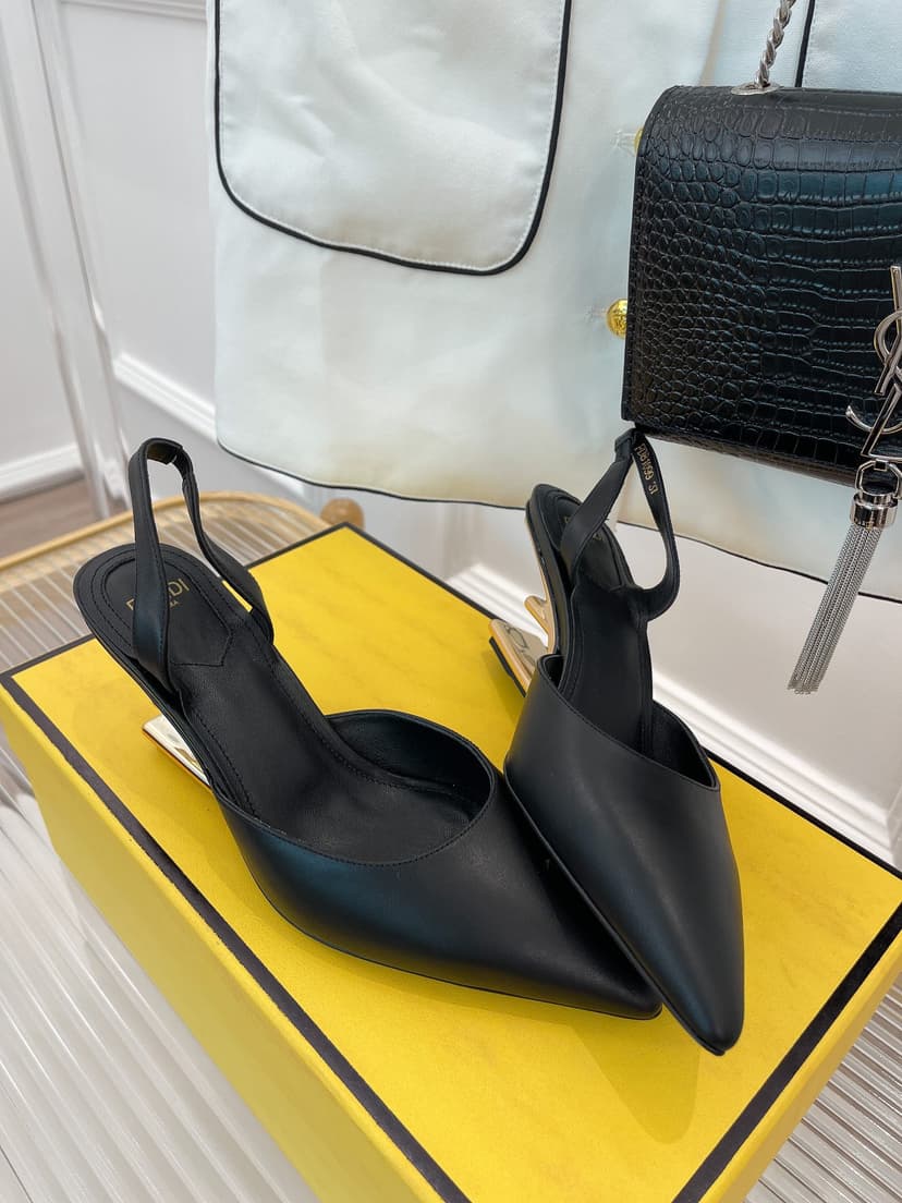 Fendi First Black High-Heeled Slingbacks For Women 8J8367NA7F0QA1