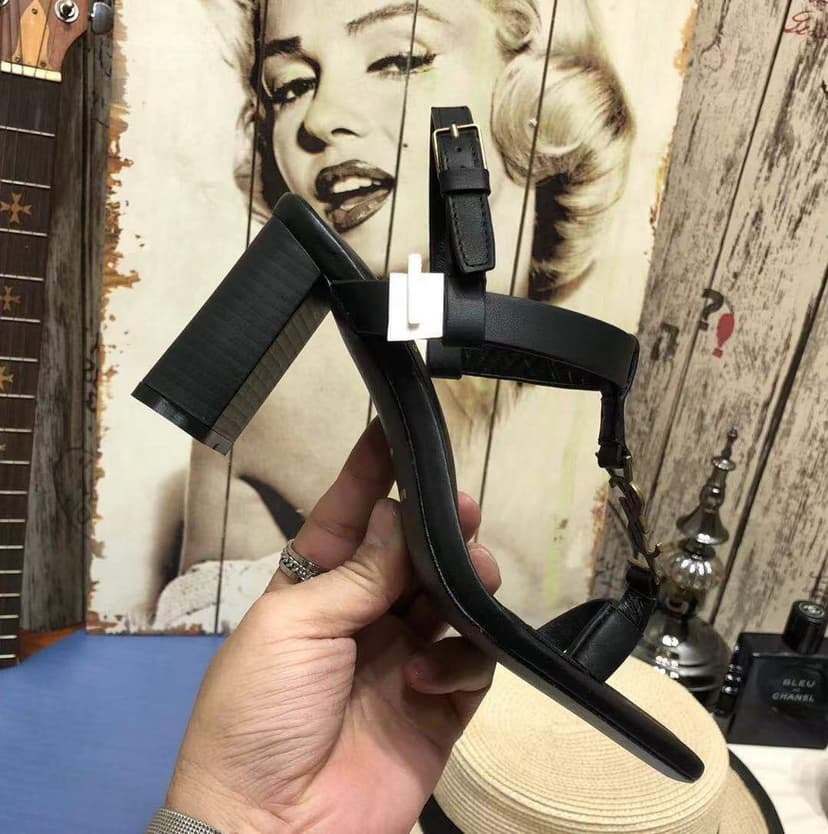 Saint Laurent Women's Cassandra Heeled Sandals Black For Women YSL 658198DWETT1000