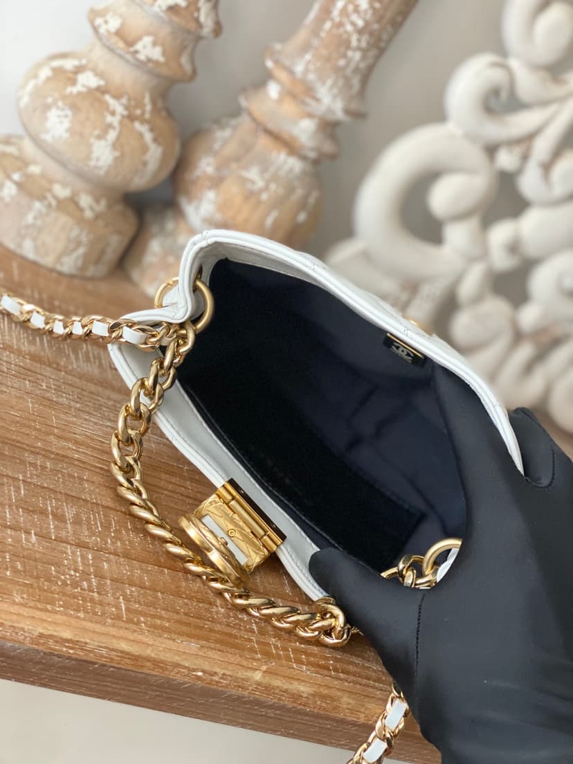 Chanel Small Hobo Bag Gold Hardware White