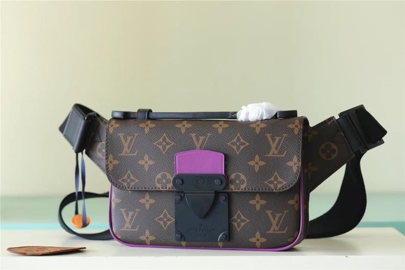 Louis Vuitton S-Lock Sling Monogram Macassar Purple For Men, Men's Bags, Crossbody Bags 8.3in/21cm LV M46245