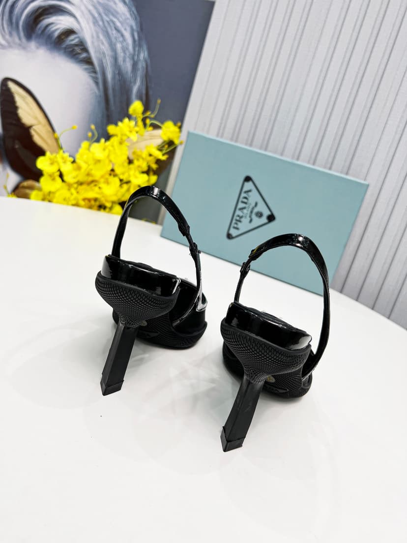 Prada Mesh Fabric Slingback Pumps Black For Women PRD 1I828M_099_F0002_F_045