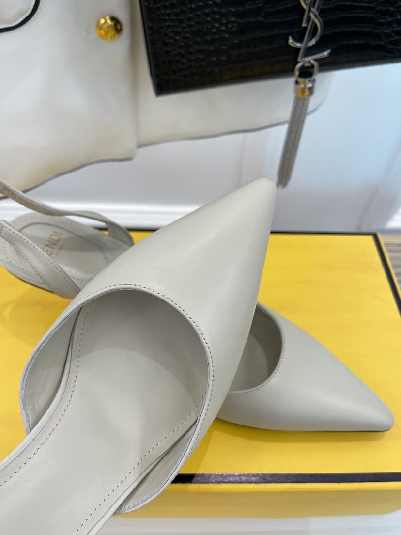 Fendi First Grey High-Heeled Slingbacks For Women