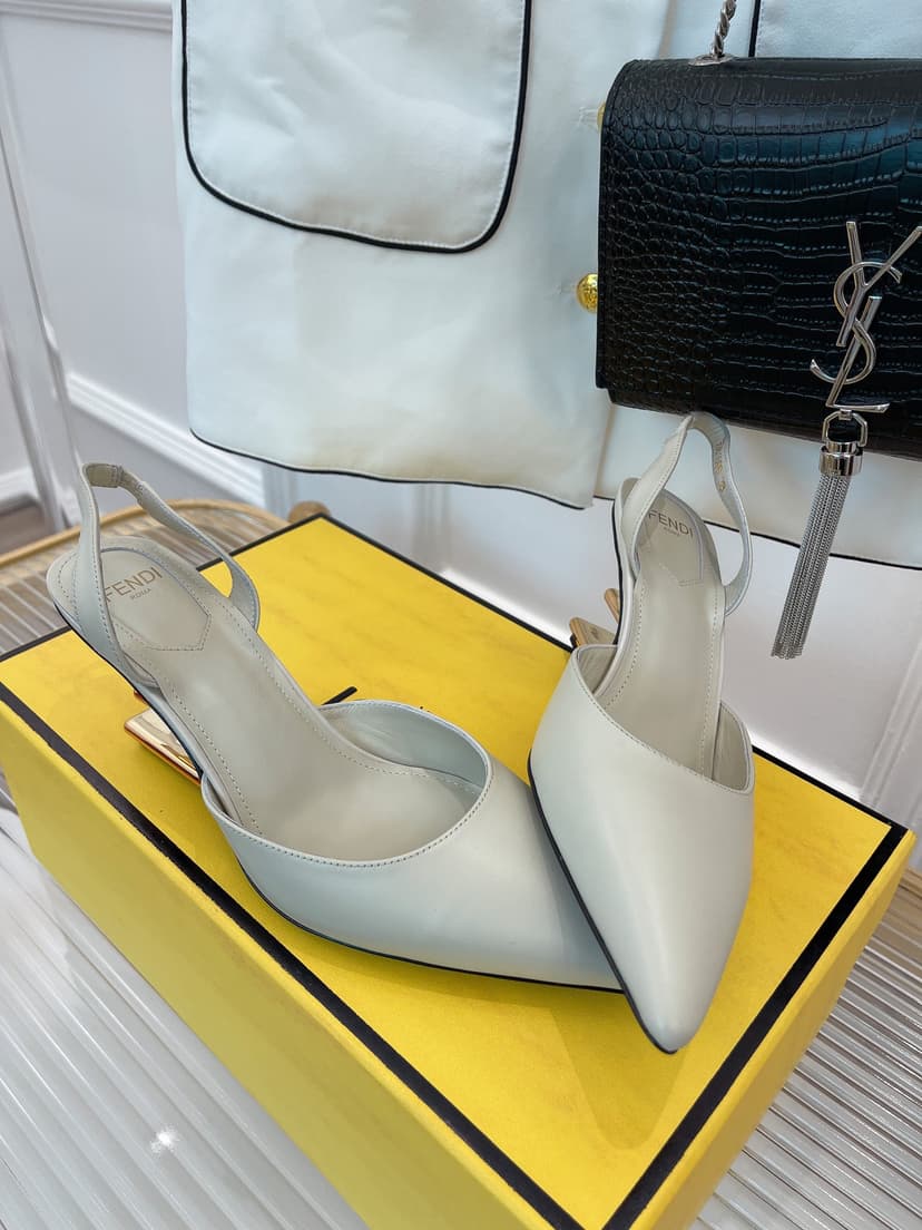 Fendi First Grey High-Heeled Slingbacks For Women