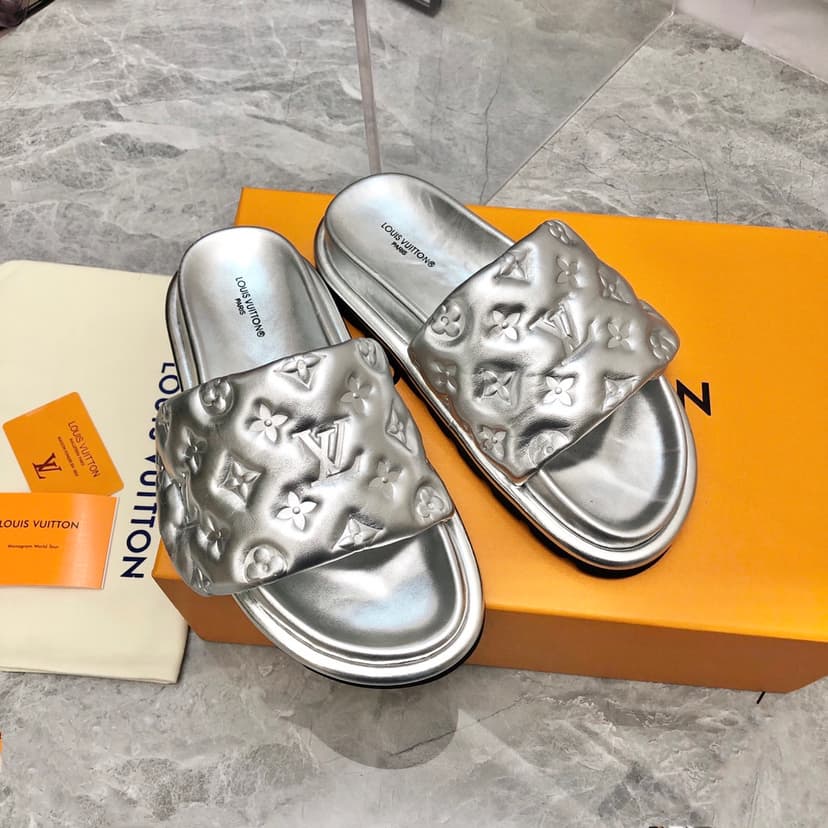 Louis Vuitton Women's Pool Pillow Flat Comfort Mule Sliver For Women LV 1AACEM
