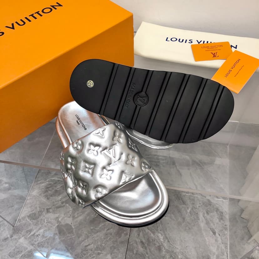 Louis Vuitton Women's Pool Pillow Flat Comfort Mule Sliver For Women LV 1AACEM