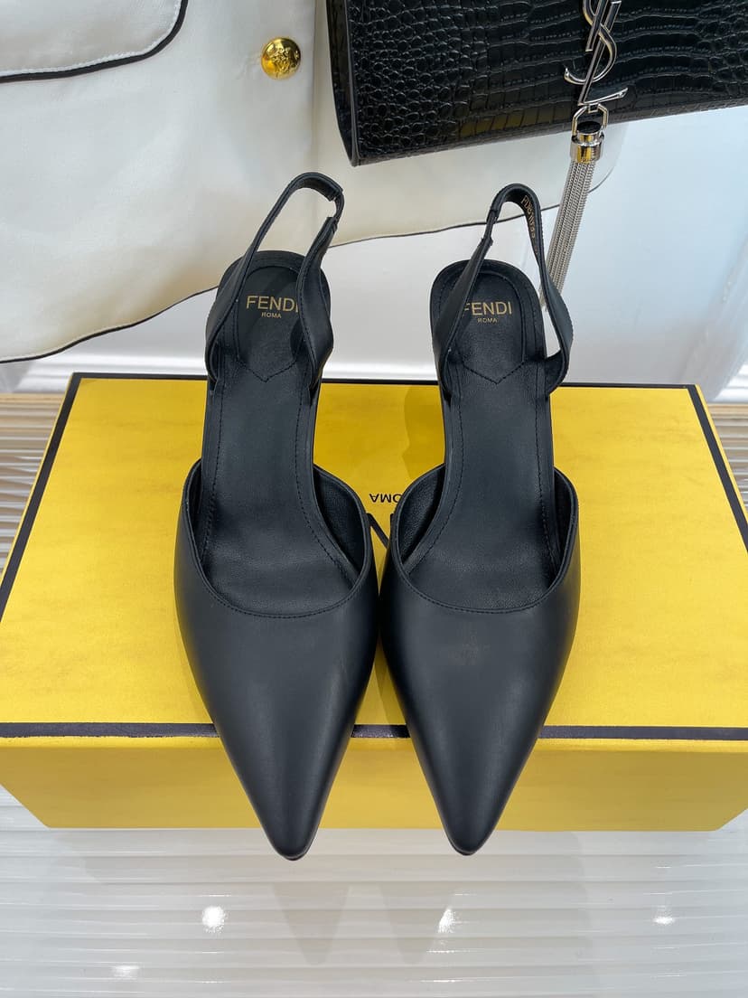 Fendi First Black High-Heeled Slingbacks For Women 8J8367NA7F0QA1