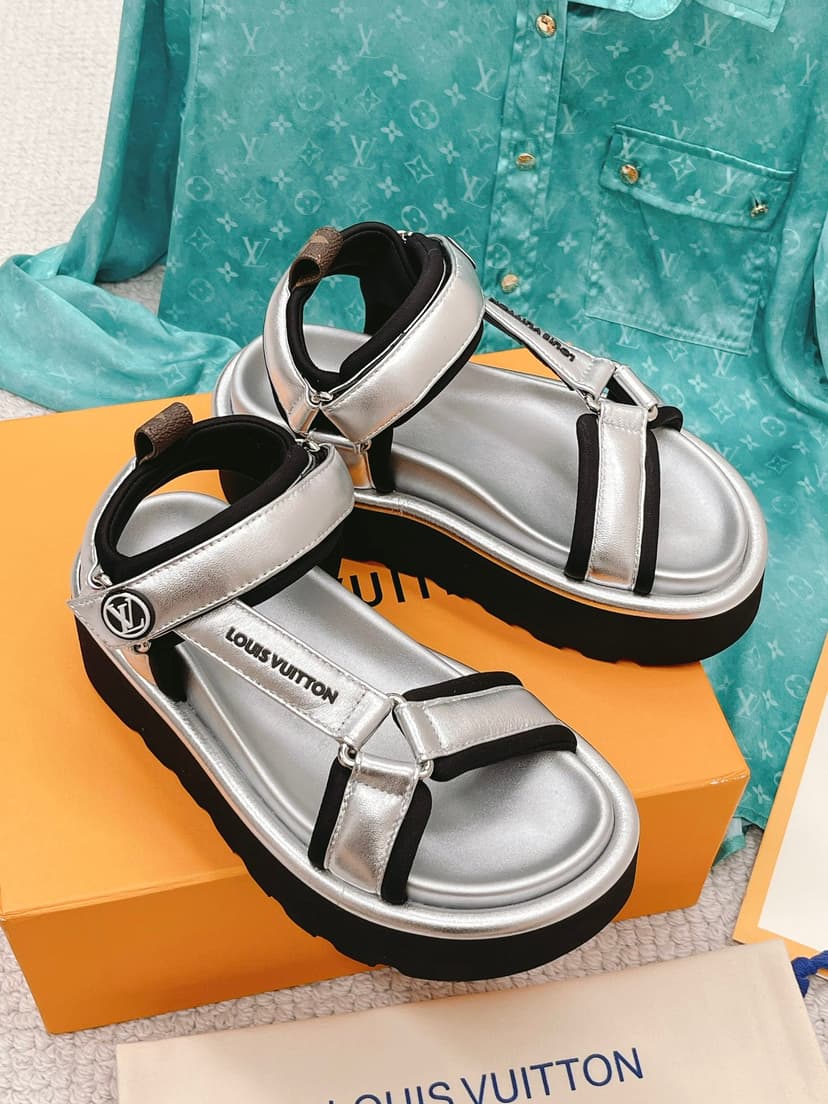 Louis Vuitton Women's Pool Pillow Flatform Comfort Sandal Sliver For Women LV 1AACHA