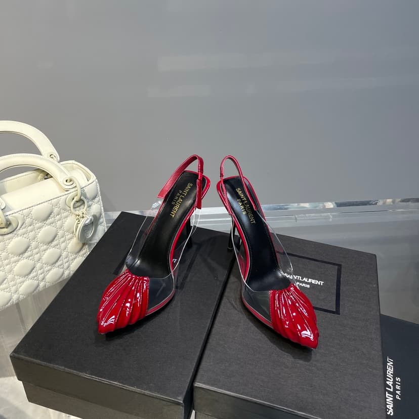 Saint Laurent Women's Chica Slingback Pumps Red For Women YSL
