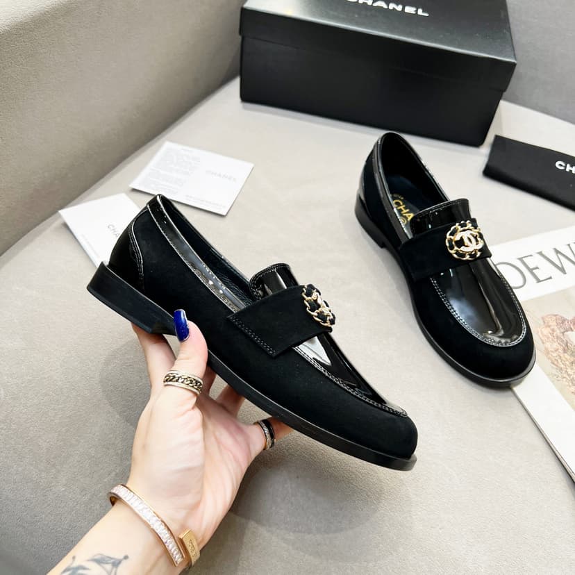 Chanel Women's Loafers Black For Women G39606 Y56272 94305