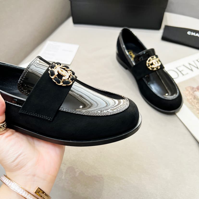Chanel Women's Loafers Black For Women G39606 Y56272 94305