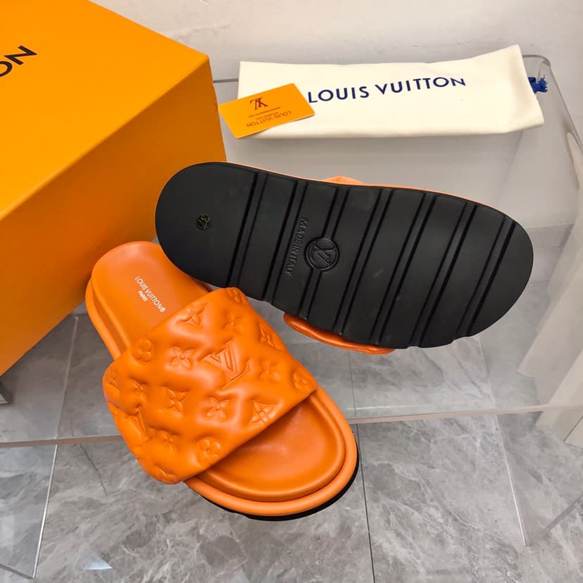 Louis Vuitton Women's Pool Pillow Flat Comfort Mule Orange For Women LV