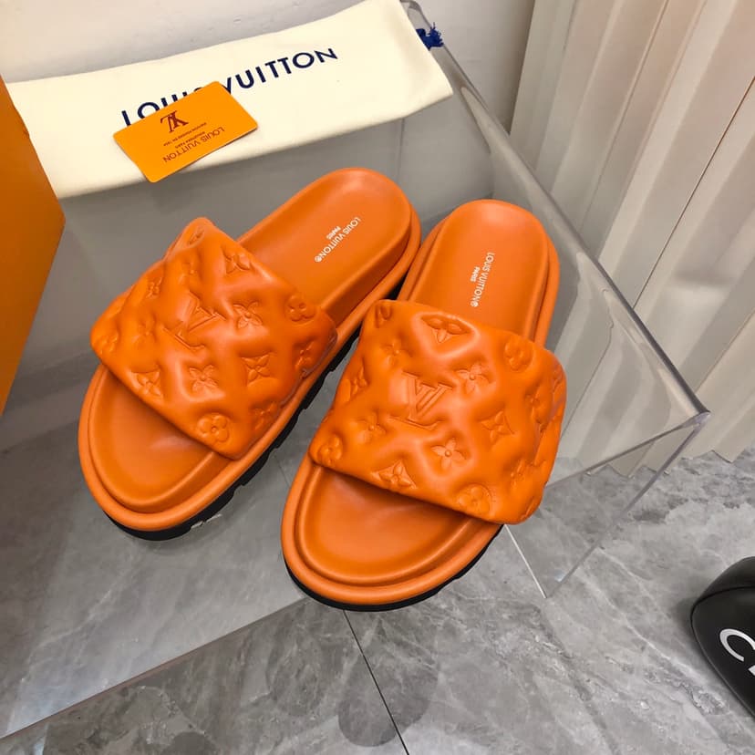 Louis Vuitton Women's Pool Pillow Flat Comfort Mule Orange For Women LV