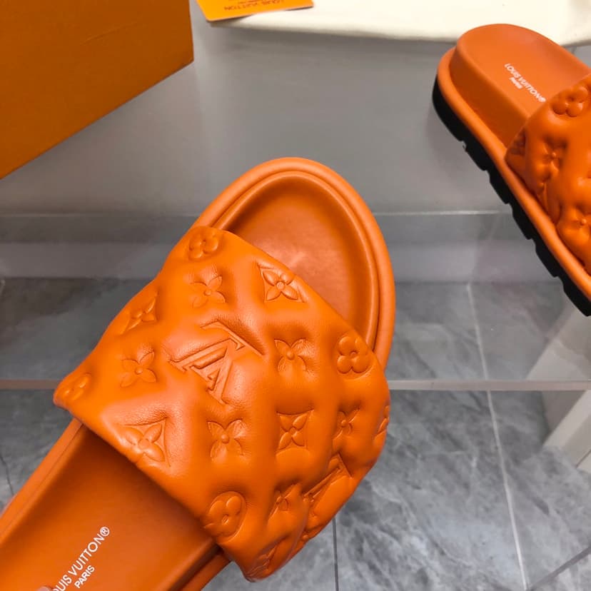 Louis Vuitton Women's Pool Pillow Flat Comfort Mule Orange For Women LV