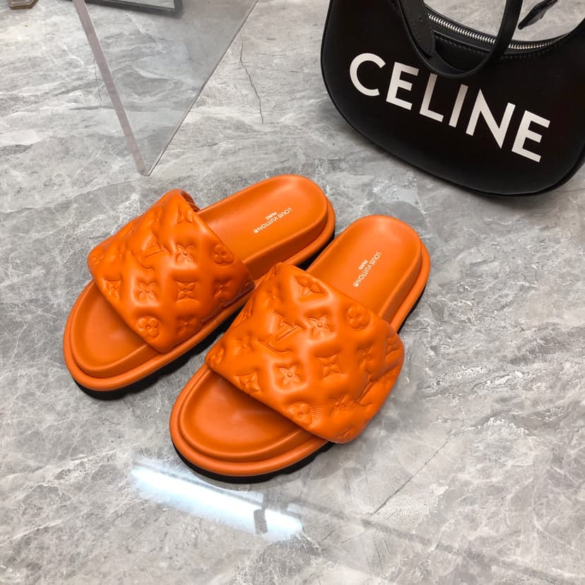 Louis Vuitton Women's Pool Pillow Flat Comfort Mule Orange For Women LV