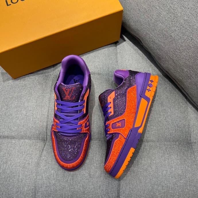 Louis Vuittion LV Trainer Sneaker Purple For Men LV 1AA6QF