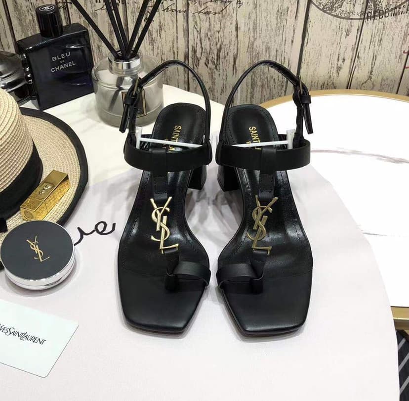 Saint Laurent Women's Cassandra Heeled Sandals Black For Women YSL 658198DWETT1000