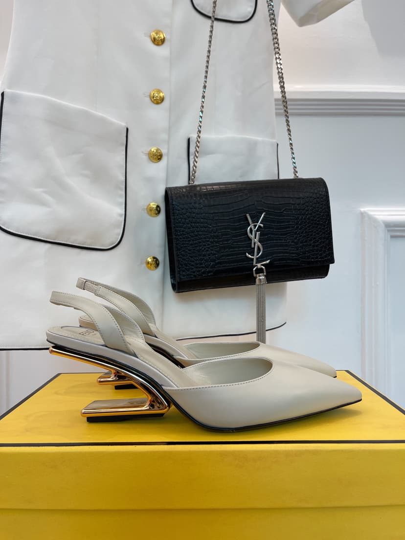 Fendi First Grey High-Heeled Slingbacks For Women