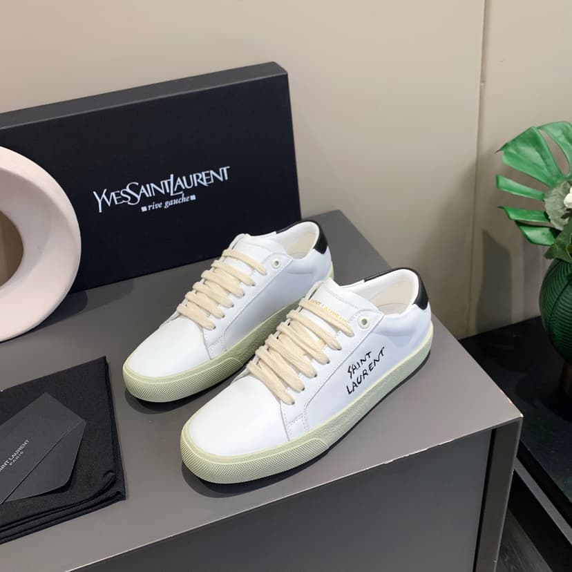 Saint Laurent Women's Court Classic Sl/06 Embroidered Sneakers White For Women YSL 61064908G109061