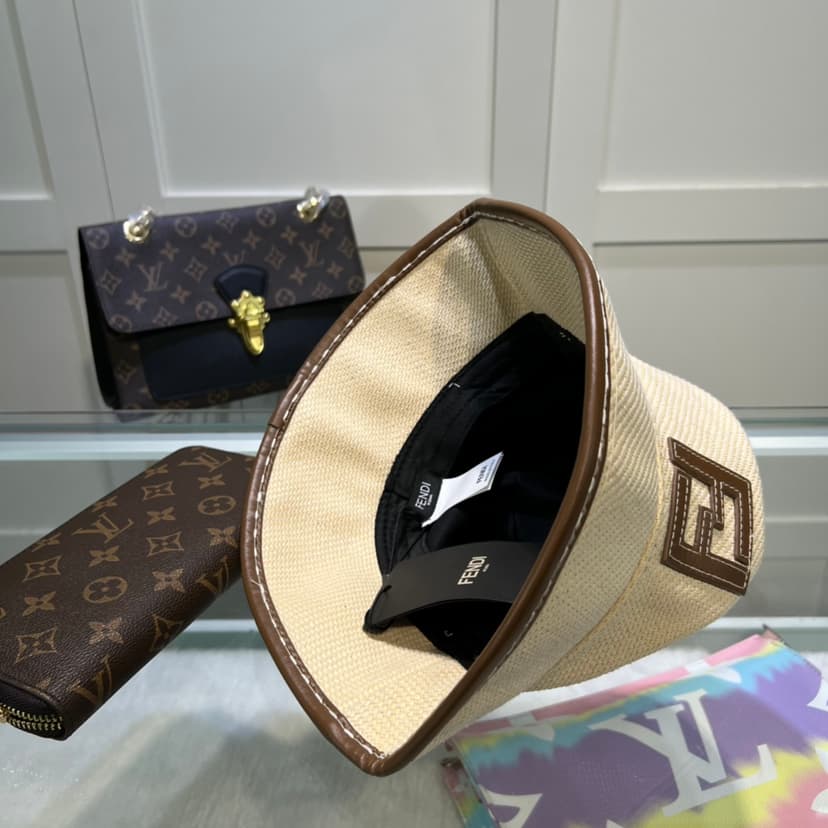 Fendi Denim Bucket Hat Cream Fendi Hat