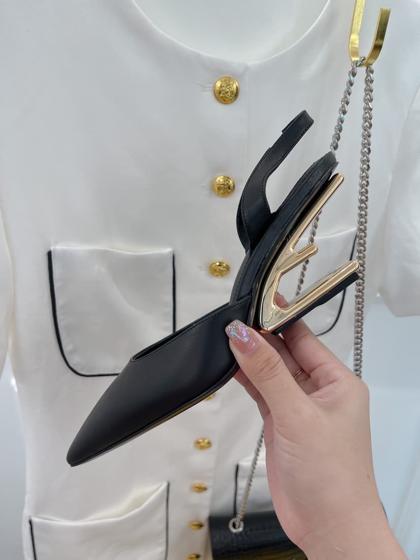 Fendi First Black High-Heeled Slingbacks For Women 8J8367NA7F0QA1