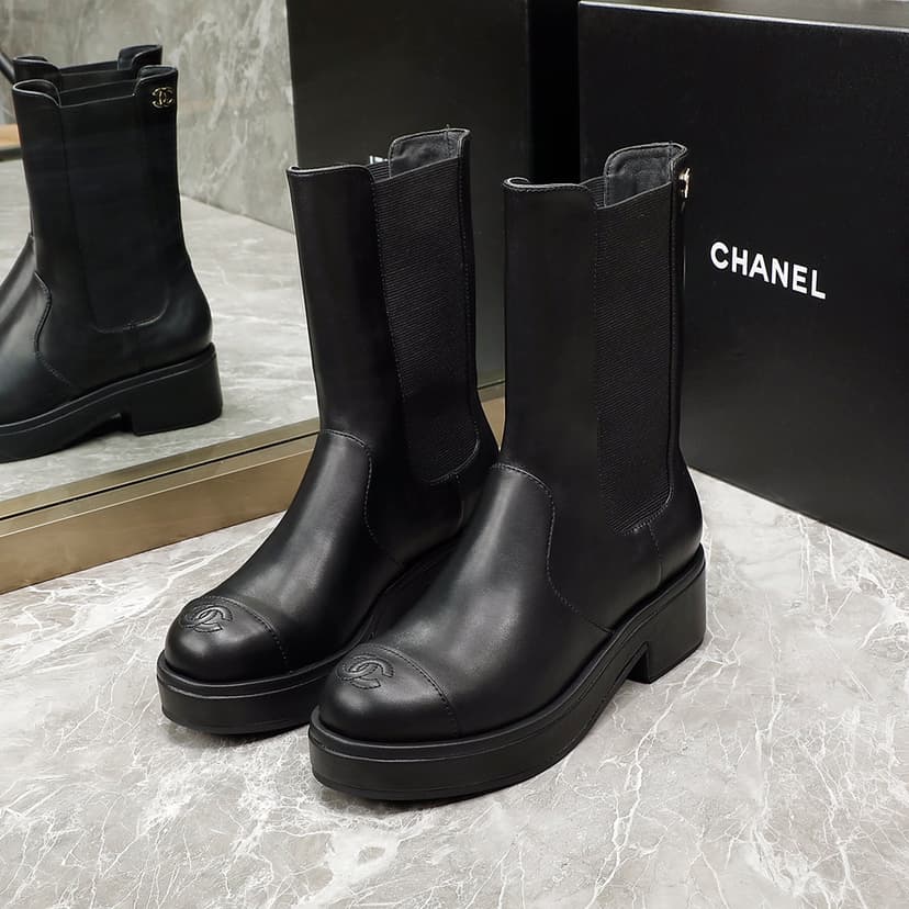 Chanel Women's Ankle Boots Black For Women 1.6in/4cm
