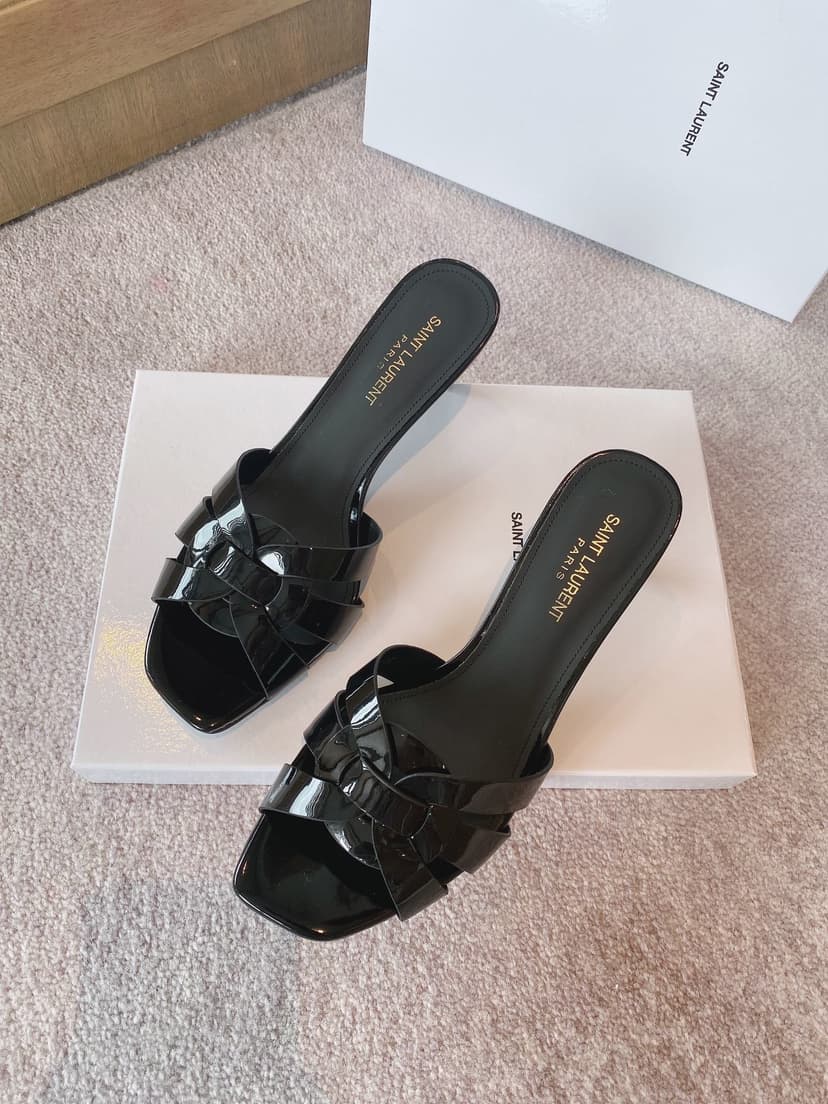 Saint Laurent Women's Tribute Heeled Mules Black For Women YSL 650986B8I001000