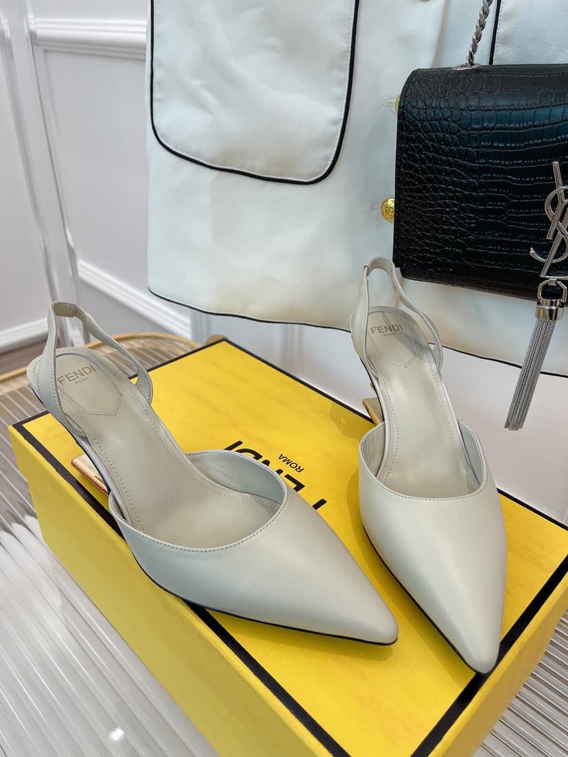 Fendi First Grey High-Heeled Slingbacks For Women