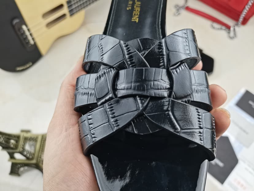 Saint Laurent Women's Tribute Flat Mules Black For Women YSL