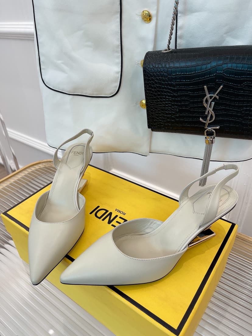 Fendi First Grey High-Heeled Slingbacks For Women