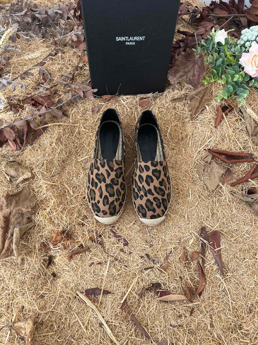 Saint Laurent Women's Ysl Embroidered Espadrilles Brown For Women YSL