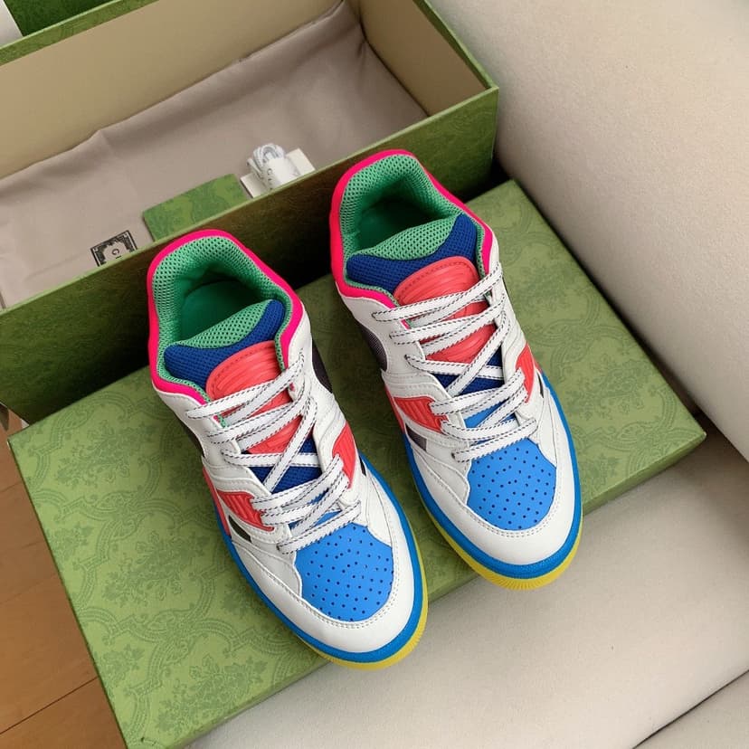 Gucci Women's Basket Sneaker White Pink And Blue For Women 661311 2SH80 9063