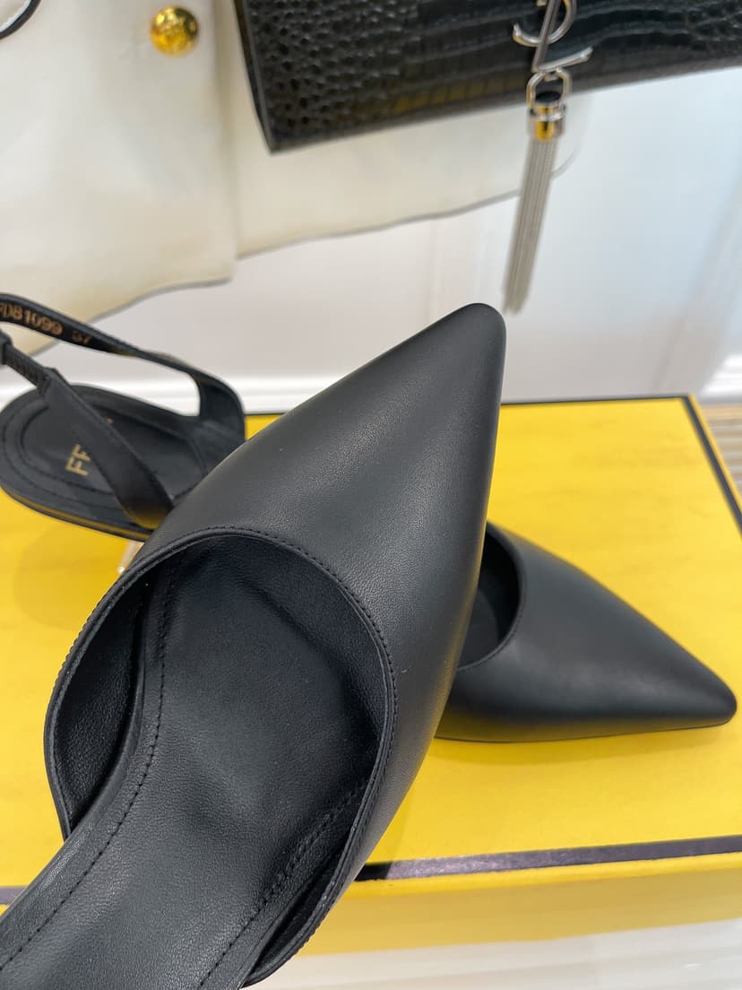 Fendi First Black High-Heeled Slingbacks For Women 8J8367NA7F0QA1