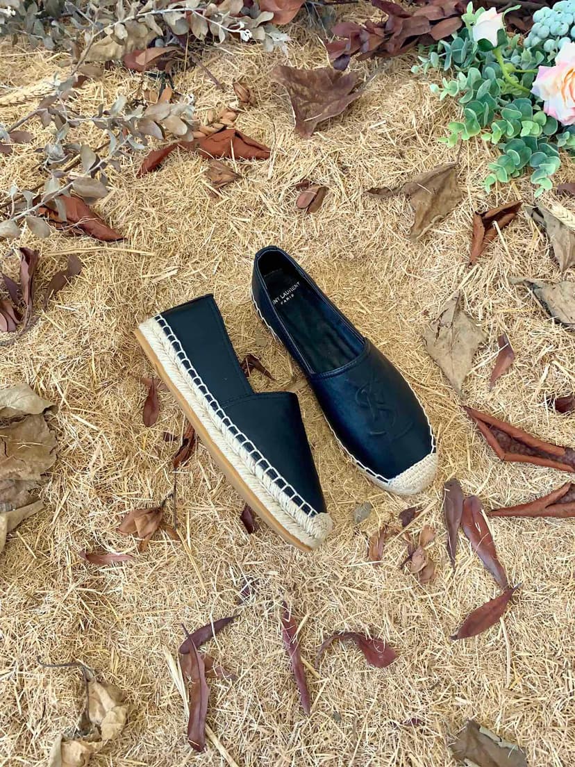 Saint Laurent Women's Ysl Embroidered Espadrilles Black For Women YSL 458573B34001000