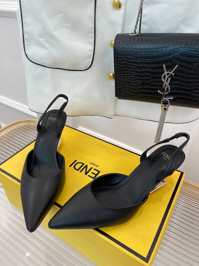 Fendi First Black High-Heeled Slingbacks For Women 8J8367NA7F0QA1