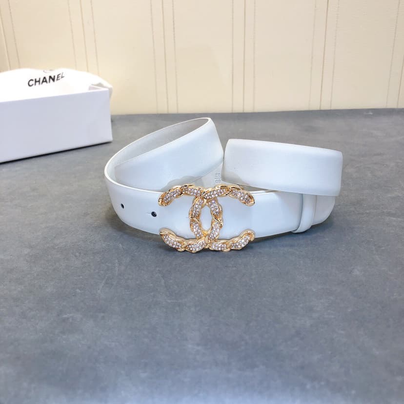 Chanel Belt With Double C Buckle White Women Belt