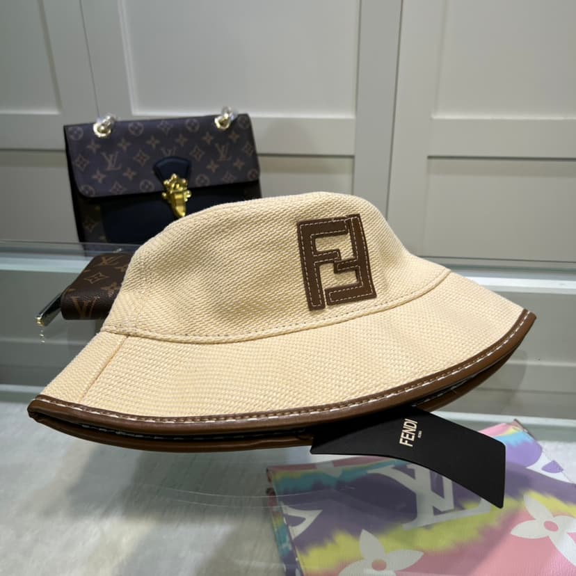 Fendi Denim Bucket Hat Cream Fendi Hat
