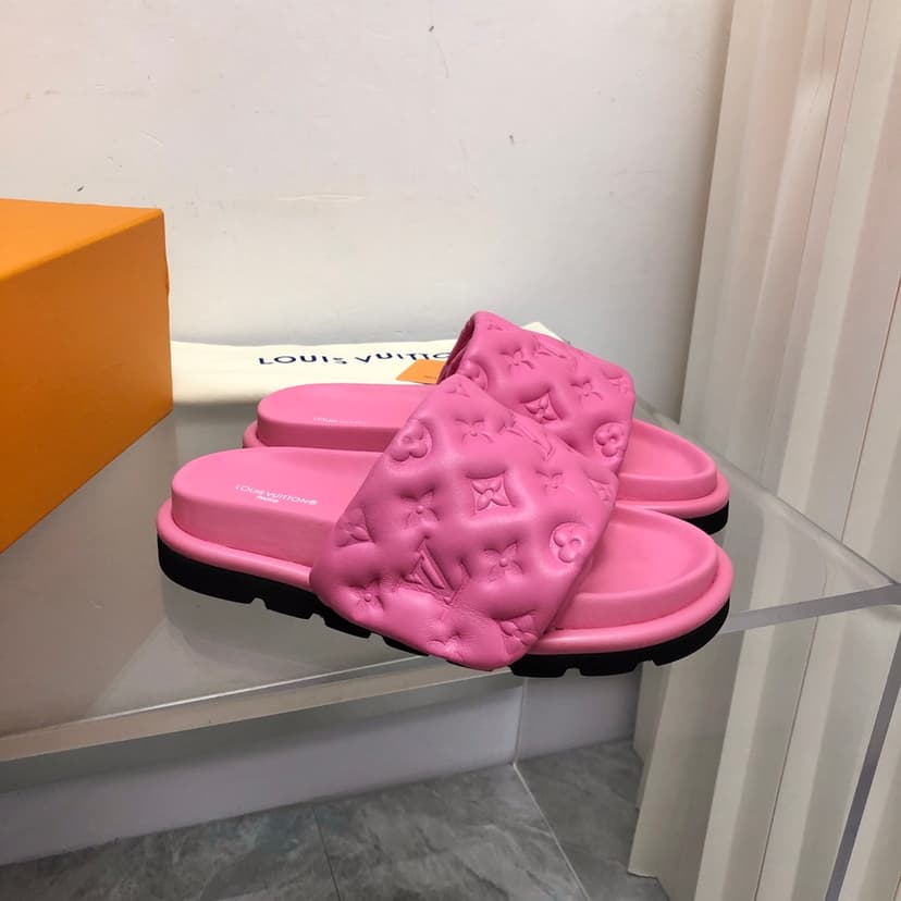 Louis Vuitton Women's Pool Pillow Flat Comfort Mule Pink For Women LV