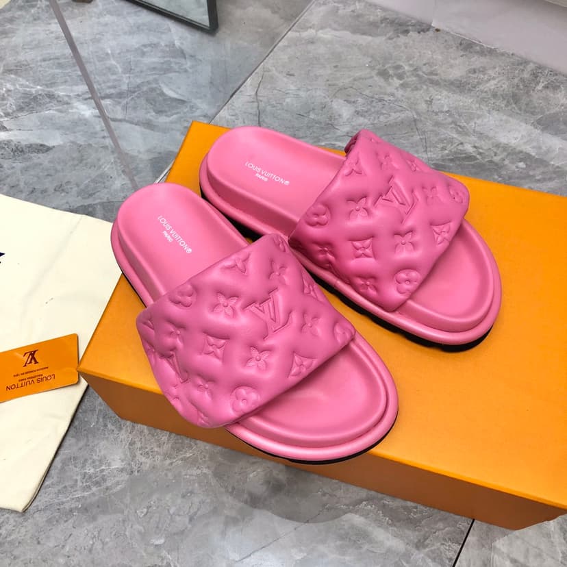Louis Vuitton Women's Pool Pillow Flat Comfort Mule Pink For Women LV
