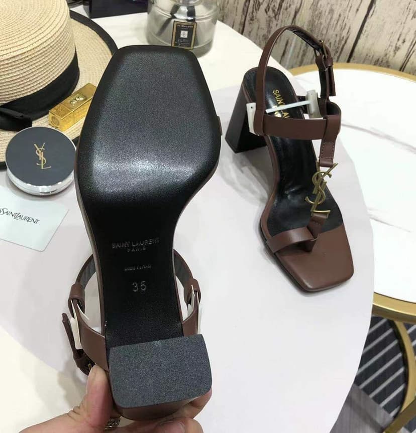 Saint Laurent Women's Cassandra Heeled Sandals Brown For Women YSL 658198DWETT6023