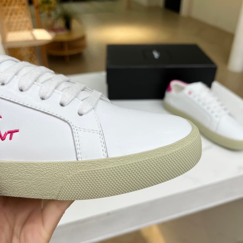Saint Laurent Women's Court Classic Sl/06 Embroidered Sneakers Pink For Women YSL