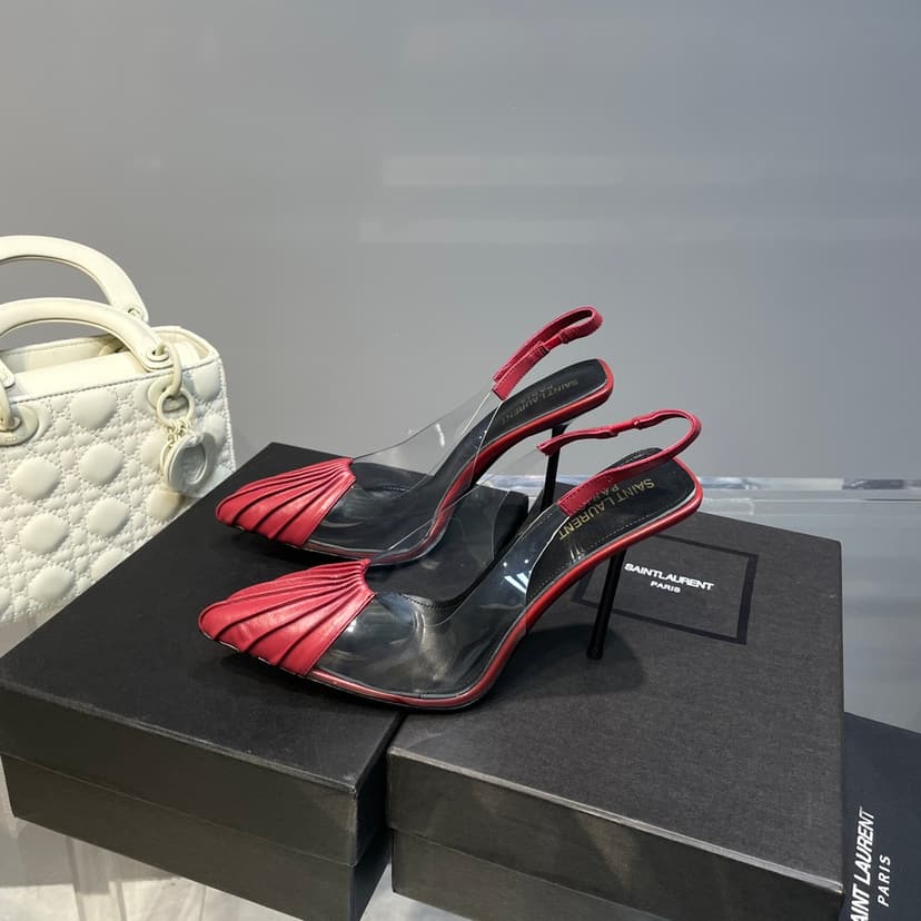 Saint Laurent Women's Chica Slingback Pumps Dark Pink For Women YSL