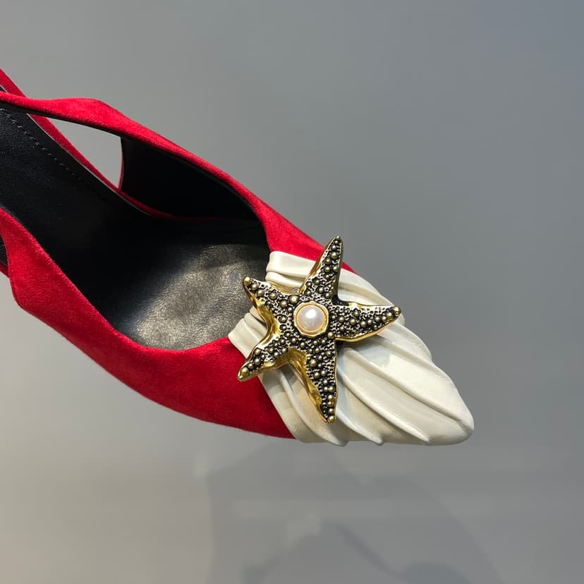 Saint Laurent Women's Silk Slingback Pumps Red For Women YSL